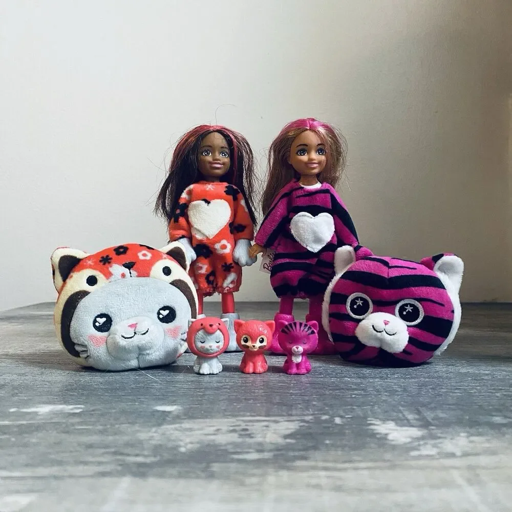 2 Barbie Chelsea Small Cutie Reveal Animal Costume Dolls